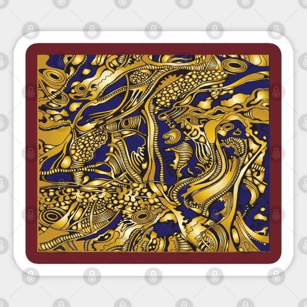 Gold and Blue tree pattern Sticker by BraveCoward